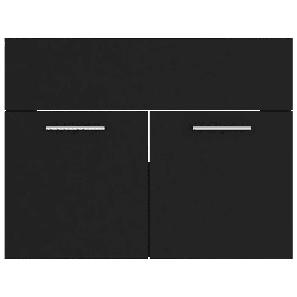 Set Mobili da Bagno Nero in Legno Multistrato
