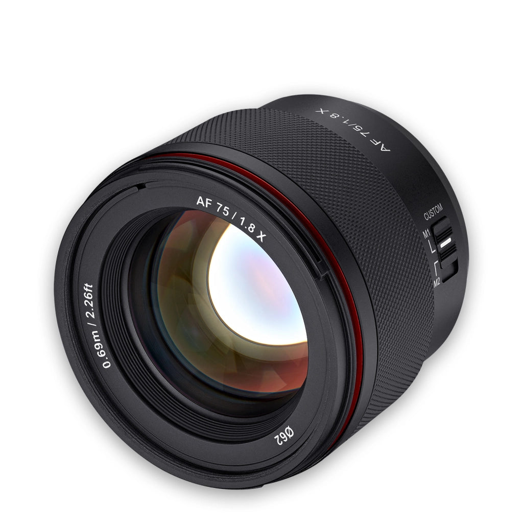 AF Obiettivo per ritratti 75 mm, adatto a fotocamere Fujifilm X, intensità luminosa F1,8, Custom Switch, per fotografia ritrattistica