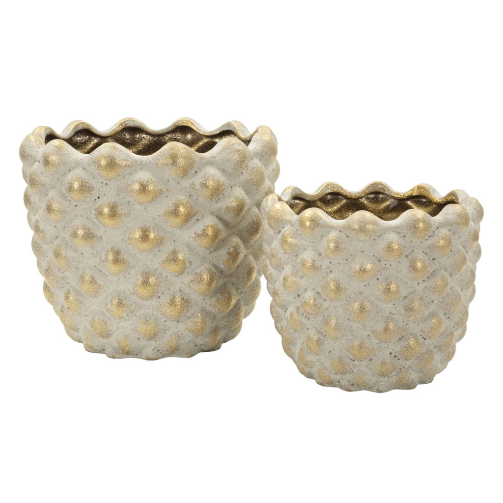Set di 2 Vasi Decorativi VKH1023, Grigio, Ceramica, 23x23x18 cm
