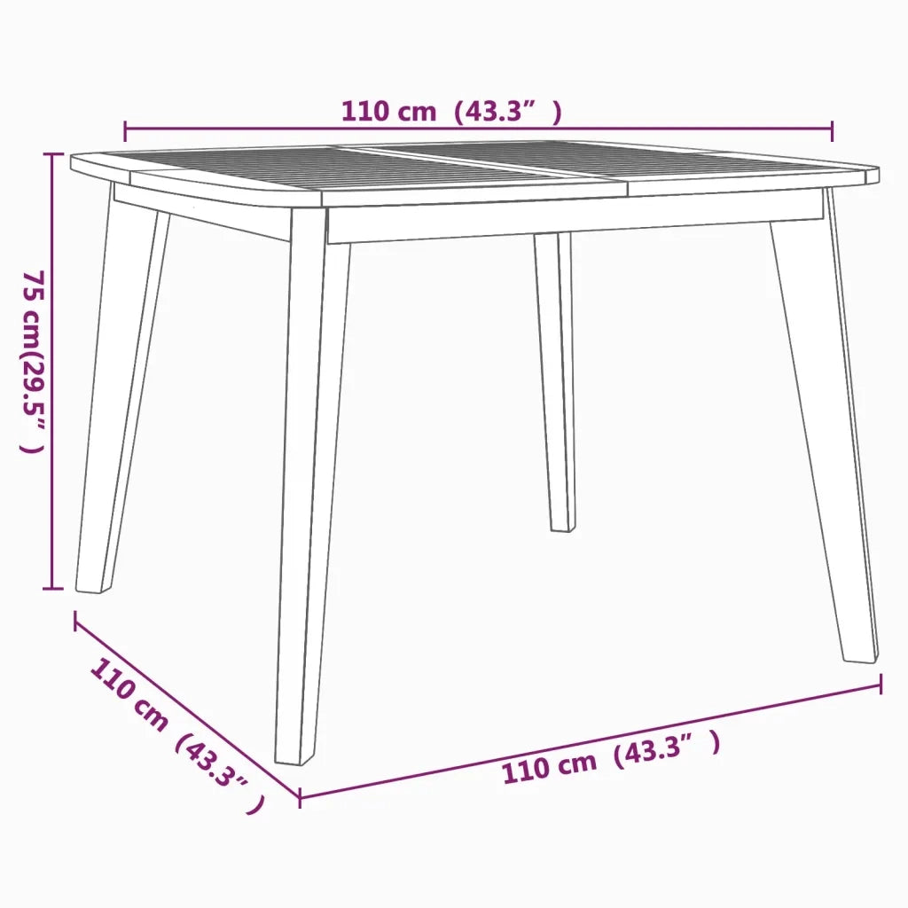 Tavolo da Giardino | Tavolino da esterno 110x110x75 cm Legno Massello Di Acacia