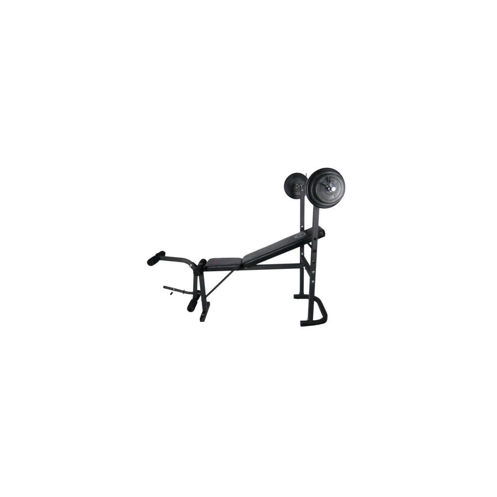 Banc de musculation avec barre + poids 20 Kg inclus - O'Fitness - Idéal pour une activité physique à la maison