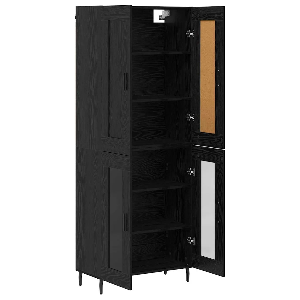 Credenza 2 pcs Rovere Nero Legno multistrato 3403188