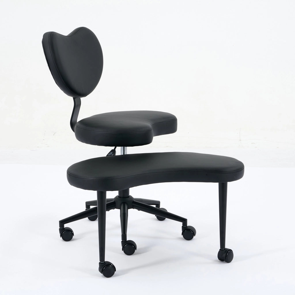 Sedia da Ufficio Incrociata con Ruote e Supporto Lombare ¨C MINIMAL ¨C Nero PU, Altezza Regolabile