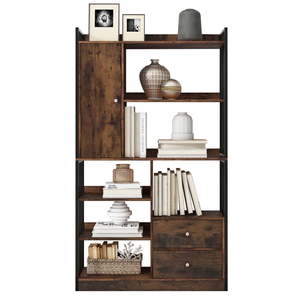 Libreria con ripiani; ante e cassetti - per soggiorno - in truciolato - 100×30×173.5 cm