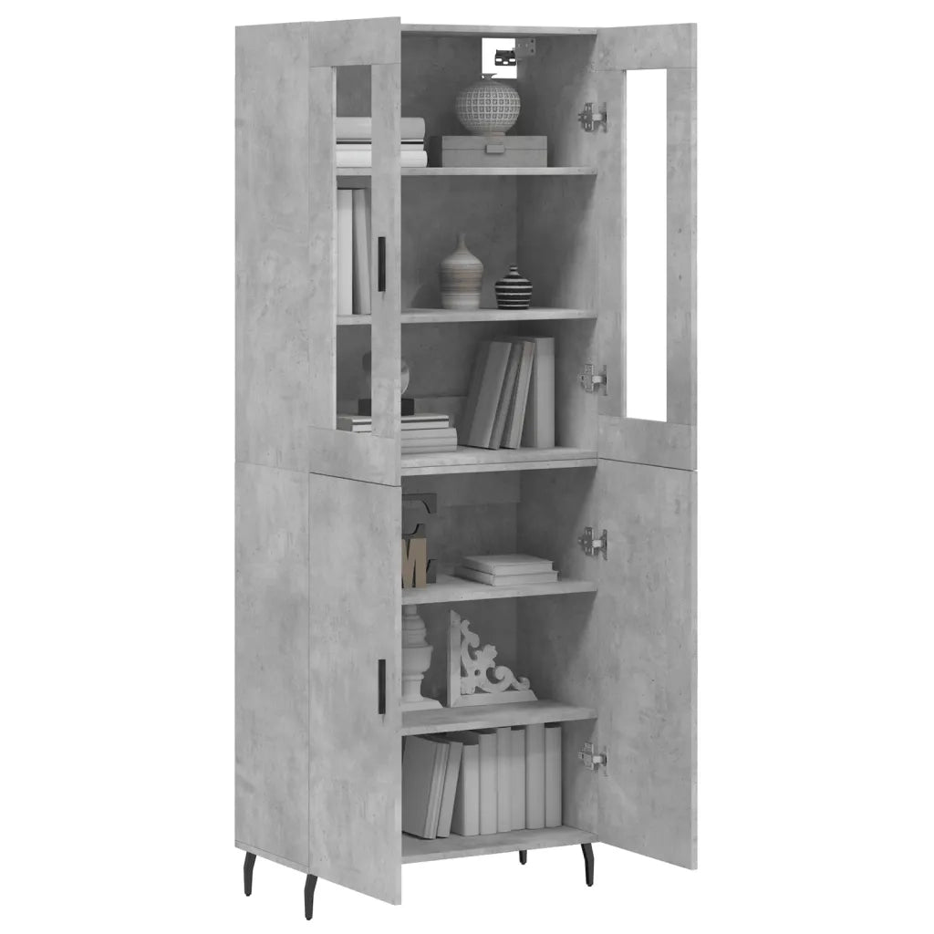 vidaXL Credenza Grigio Cemento 69,5x34x180 cm in Legno Multistrato