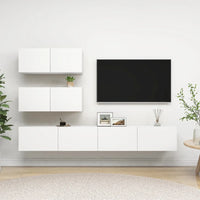 Set Mobili Porta TV 4 pz Bianco in Legno Multistrato 3078711