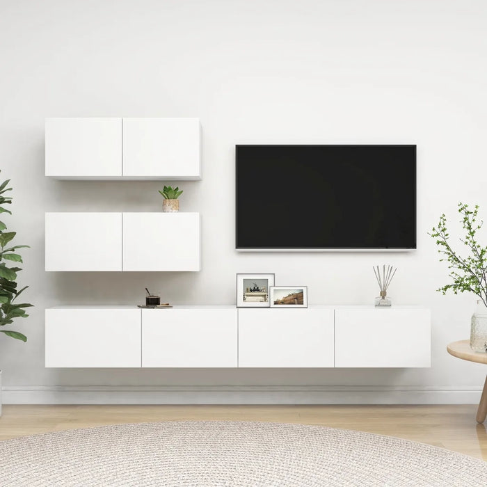 Set Mobili Porta TV 4 pz Bianco in Legno Multistrato 3078711