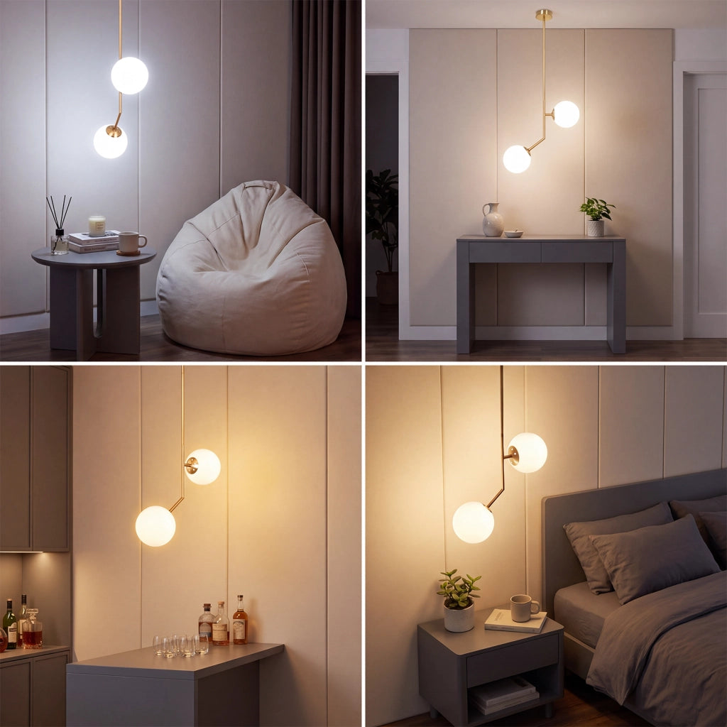 ZMH Lampada a Sospensione 2 Luce Vetro G9 Moderna per Camera Soggiorno senza lampadine