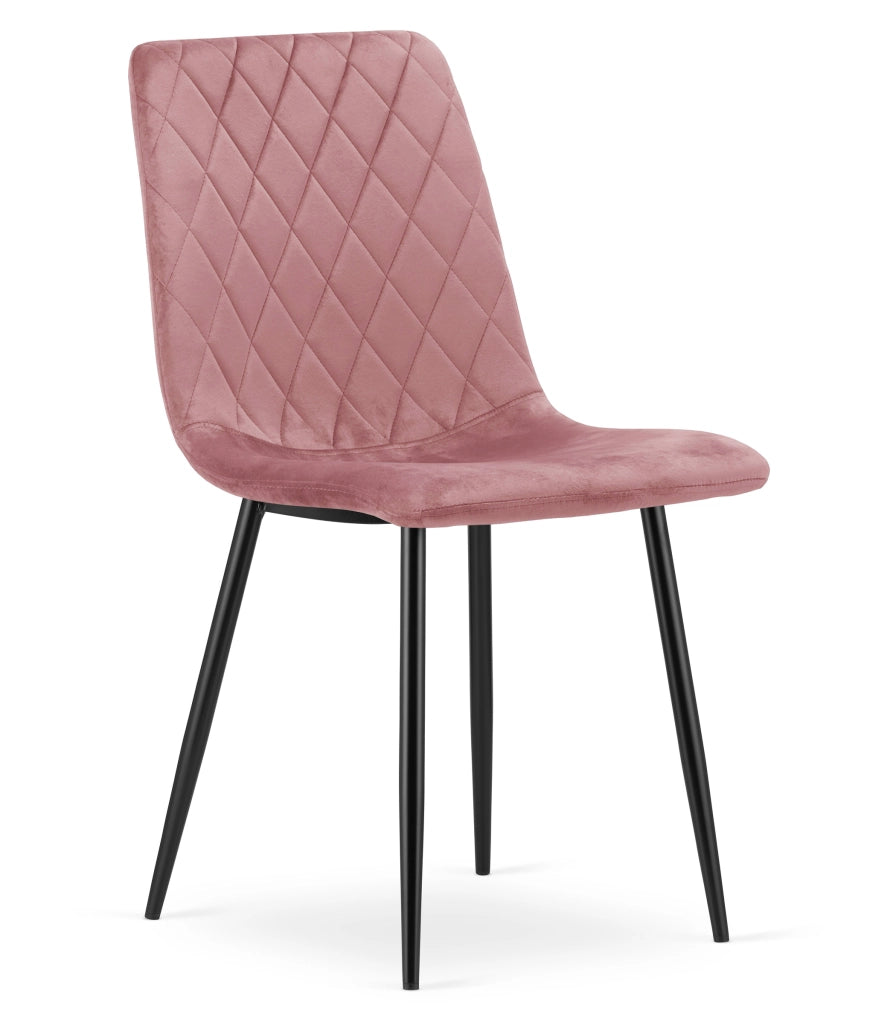Sedia VALORA TURIN - Velluto rosa con gambe nere x 4