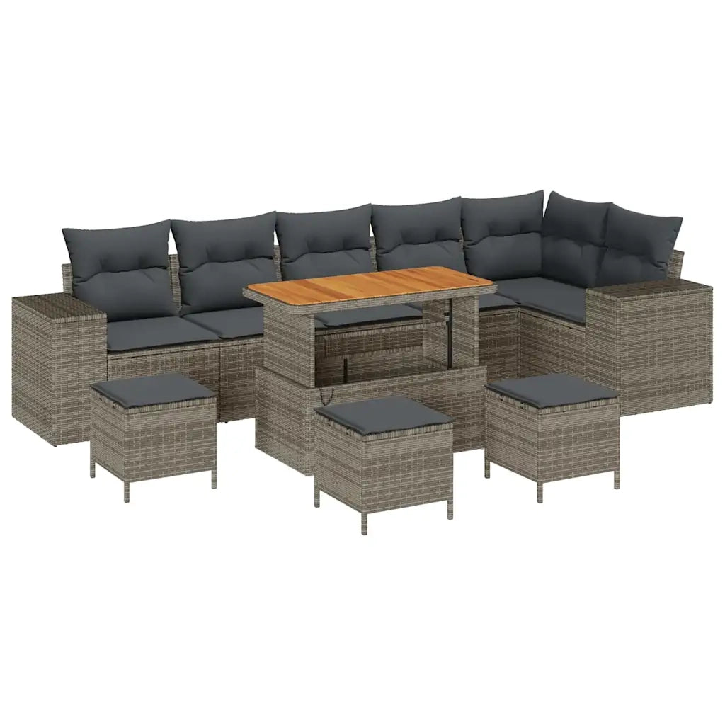 Set Divano da Giardino 10 pcs Grigio polyrattan