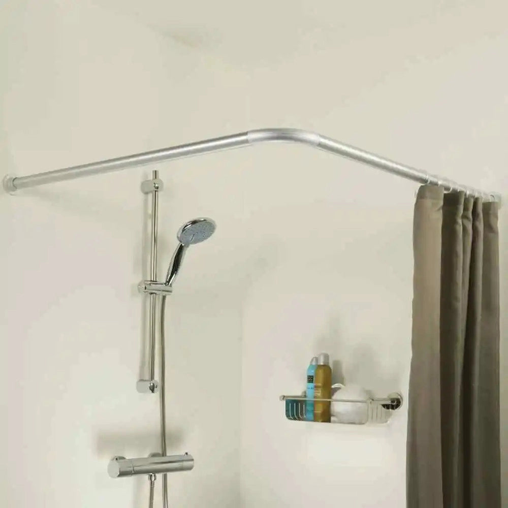 Trade Shop - Bastone Per Tenda Doccia Universale Angolare A L Con Aste 90x90 Cm Argento 79520 -