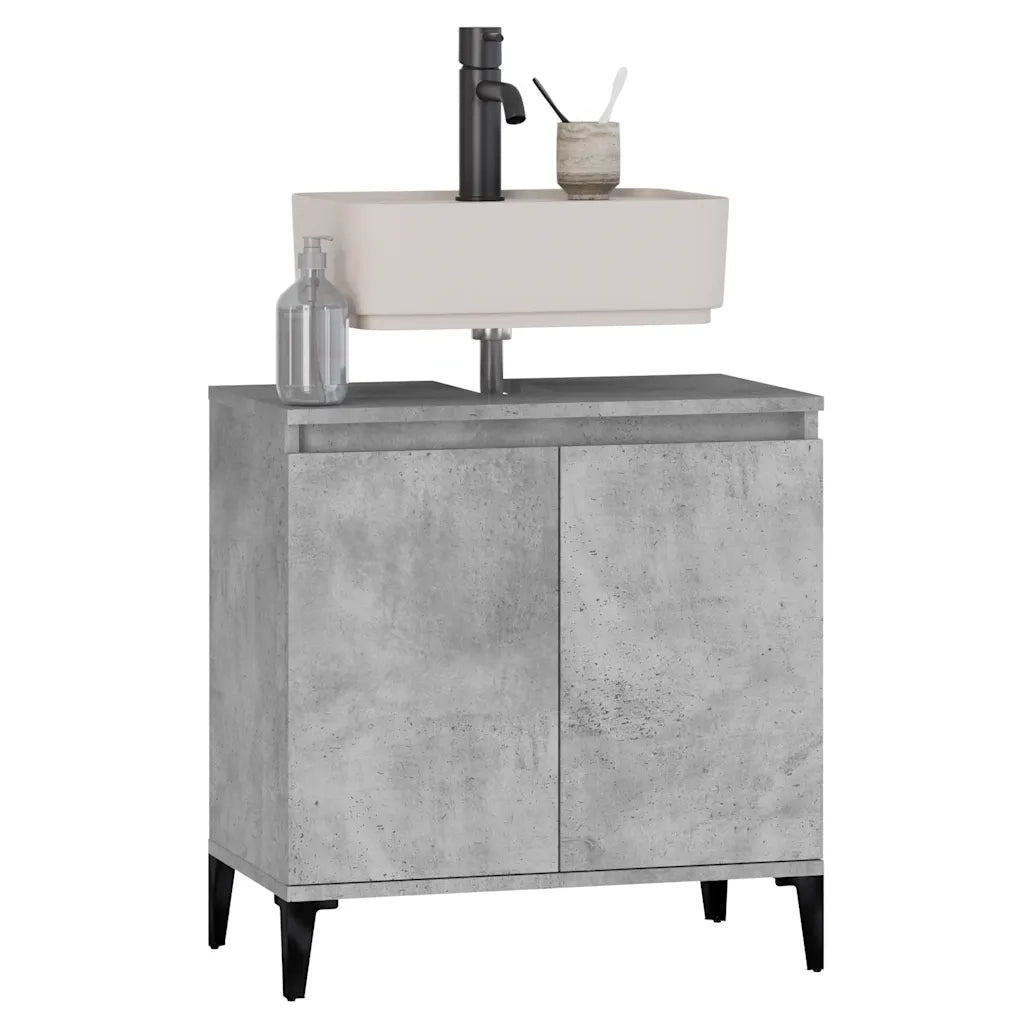 Mobile Lavabo | Armadio Lavabo Grigio Cemento 58x33x60 cm in Legno Multistrato