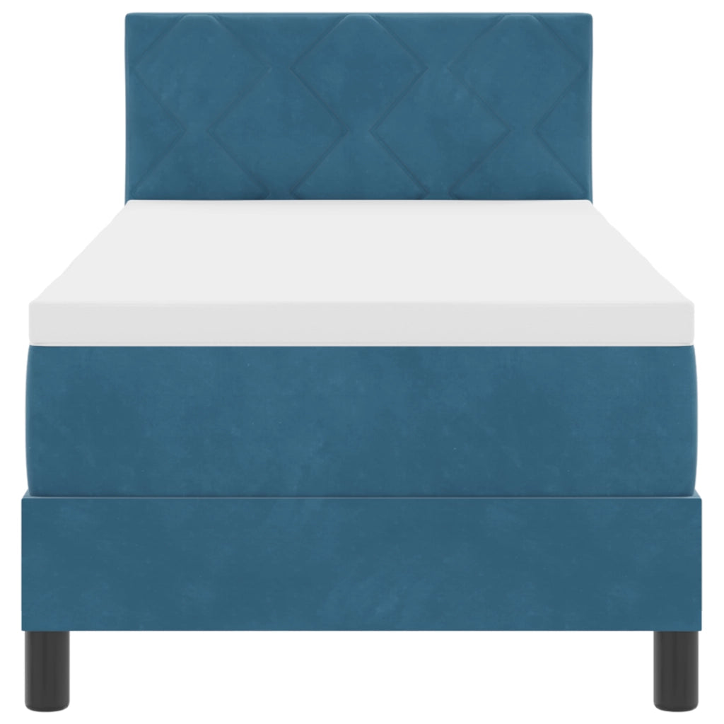 Letto Box Spring con Materasso Blu Scuro 80x200 cm in Velluto
