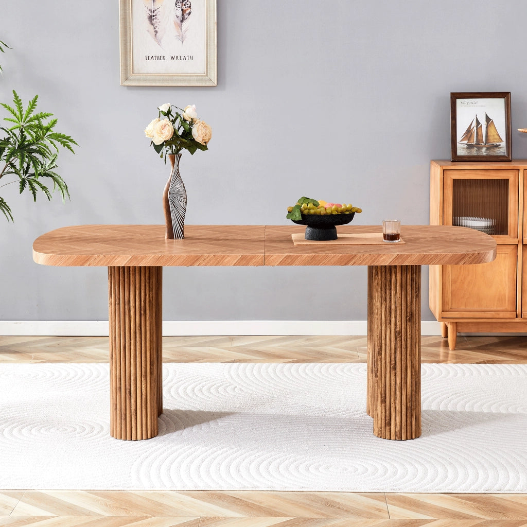 Tavolo da Pranzo in Legno con Base a Colonna ¨C MINIMAL ¨C Noce, Rettangolare 180x90 cm