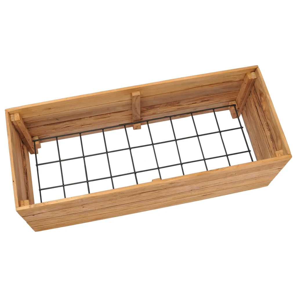 Aiuola rialzata con fioriera 100 x 40 x 38 cm legno di teak riciclato e acciaio 02_0000895