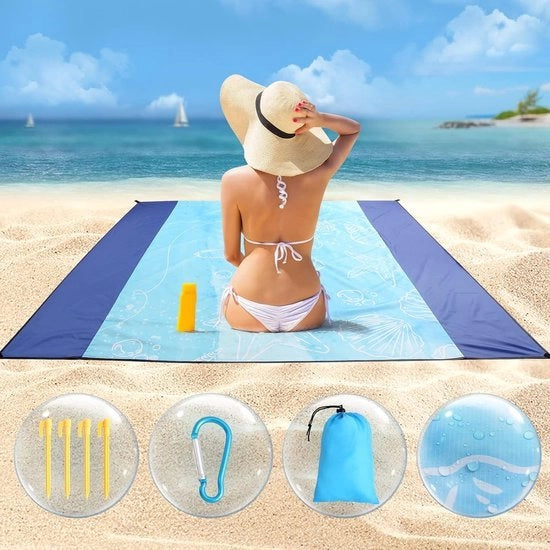 Tenda da spiaggia impermeabile 210 x 200 cm con 4 anelli di fissaggio per campeggio, passeggiate e escursioni