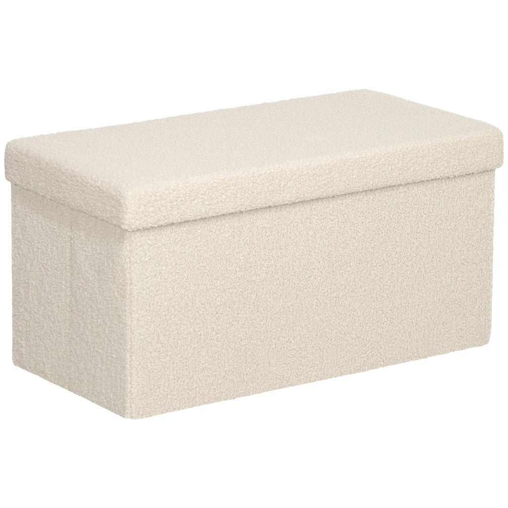 Panca contenitore imbottita ¨C Xylo ¨C tessuto crema con coperchio salvaspazio