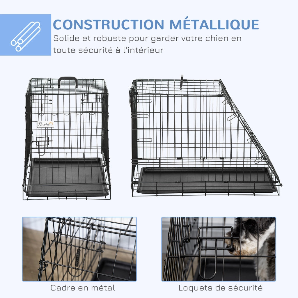 Gabbia da trasporto per cani ¨C Minimal ¨C 77x47x55 cm metallo nero