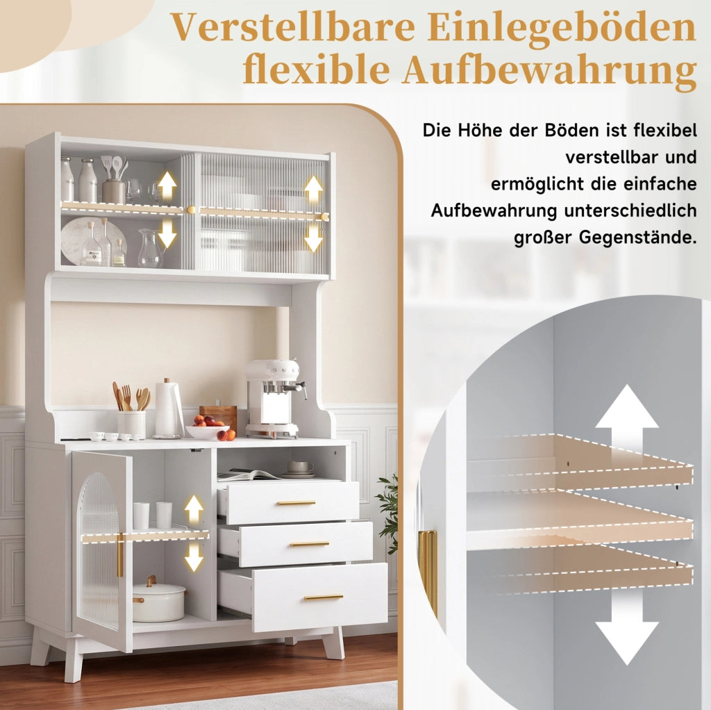 Credenza alta con ampio spazio contenitivo 100;5x40x178 cm; bianco; con prese USB e USB-C