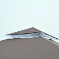 Gazebo da Giardino 3x3m con Zanzariera, Tetto a 2 Livelli e Struttura in Metallo Marrone
