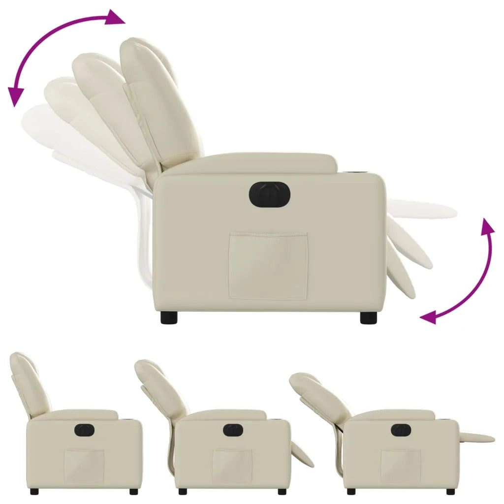 Divano Sedia-Poltrona Reclinabile Elettrica Crema in Similpelle 312765
