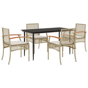 Set da Pranzo da Giardino 5 pz | Set Salotto da Giardino con Cuscini Beige in Polyrattan
