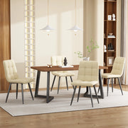Set tavolo da pranzo con 4 sedie noce e beige in MDF e metallo