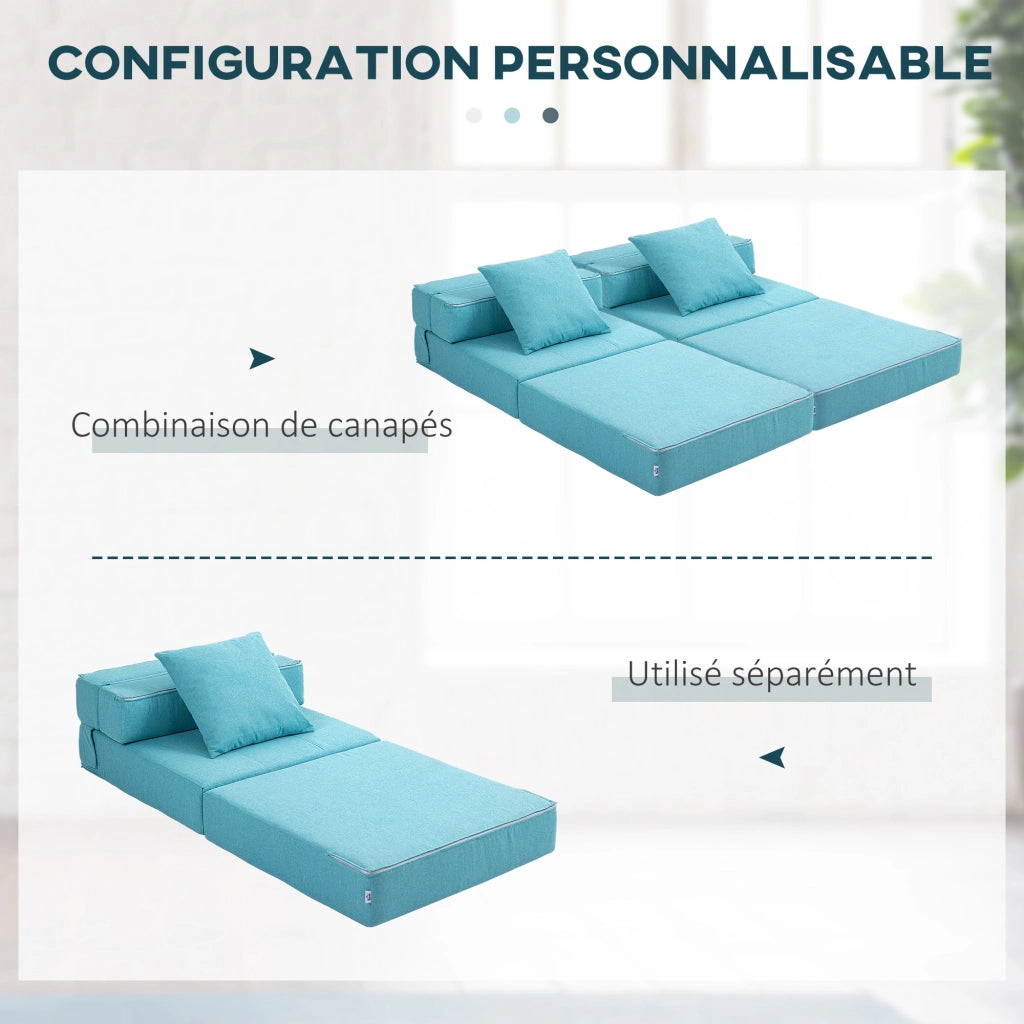 Poltrona letto 1 posto con cuscino ¨C zephmum ¨C tessuto blu