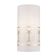 Applique Contemporanea Messina Metallo Oro 1 Luci Diffusore Lino Su Pvc