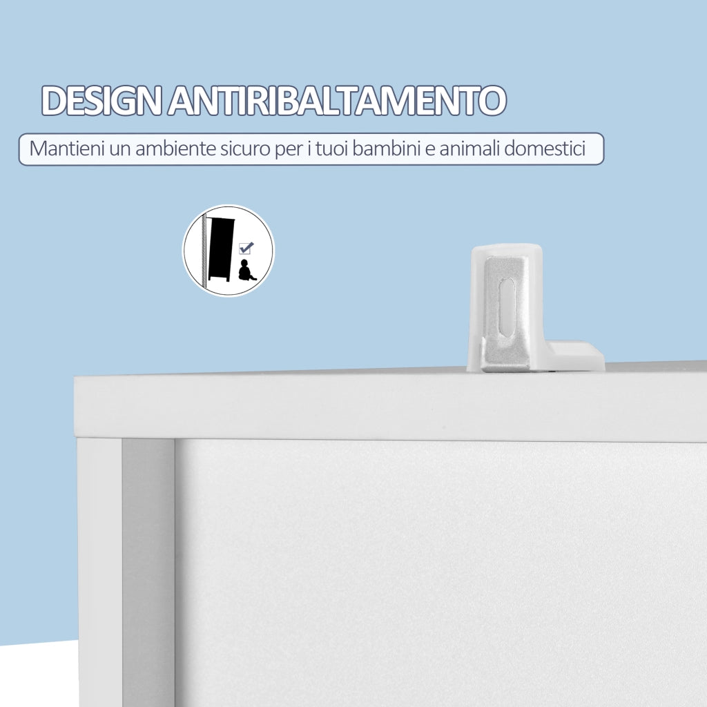 Colonna Bagno in Legno con Specchio e Apertura a Pressione ¨C Zephmum ¨C Bianco 30x28x170cm