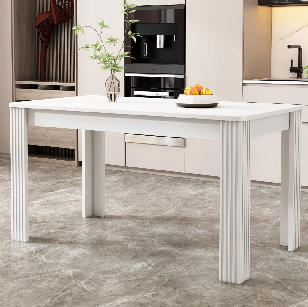 Tavolo da pranzo moderno bianco in truciolare; portata 130 kg