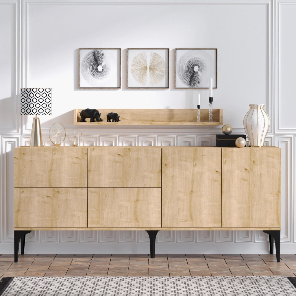 Credenza in legno "Stella" - 180 x 40 x 55 cm - Rovere Zaffiro