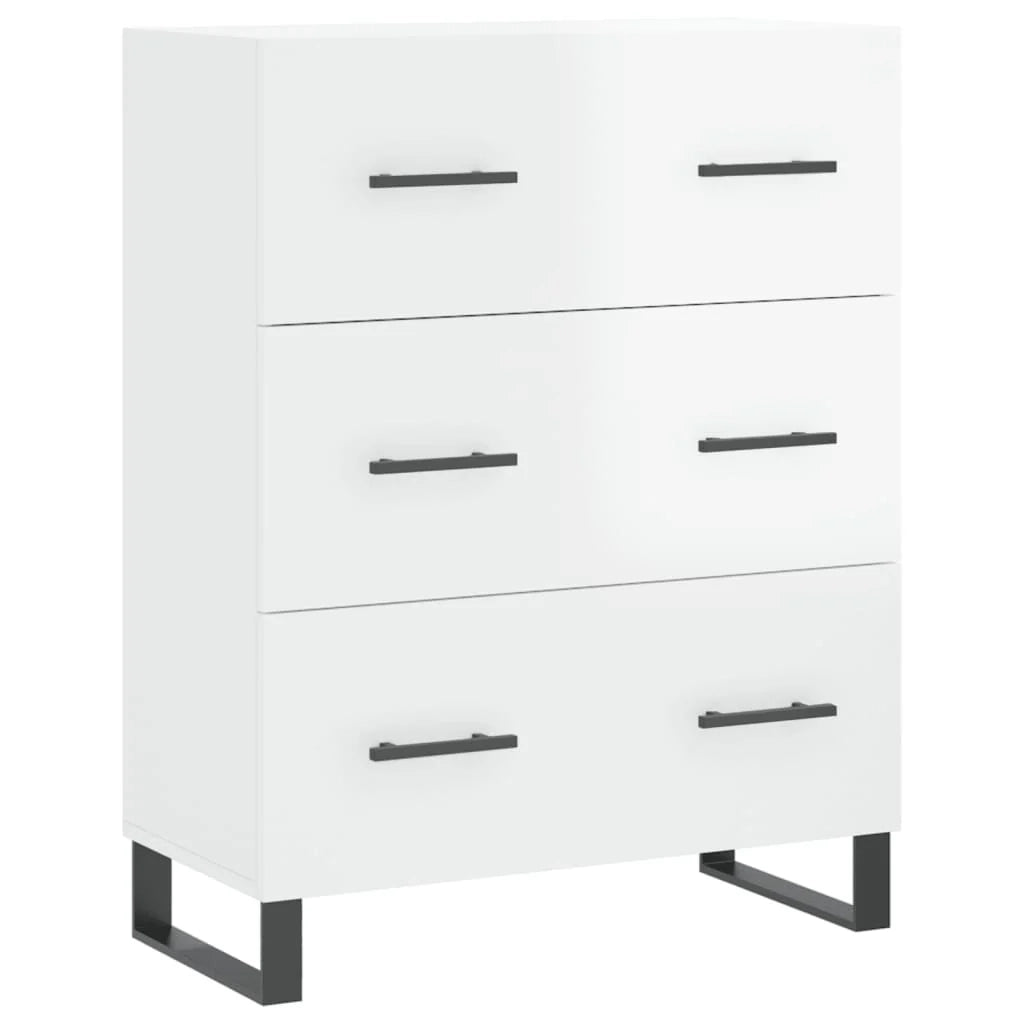 Buffet credenza cassettiera mobiletto mobile contenitore organizer per cucina soggiorno finitura lucida 69,5 x 34 x 90 cm legno ingegnerizzato bianco 02_0030703