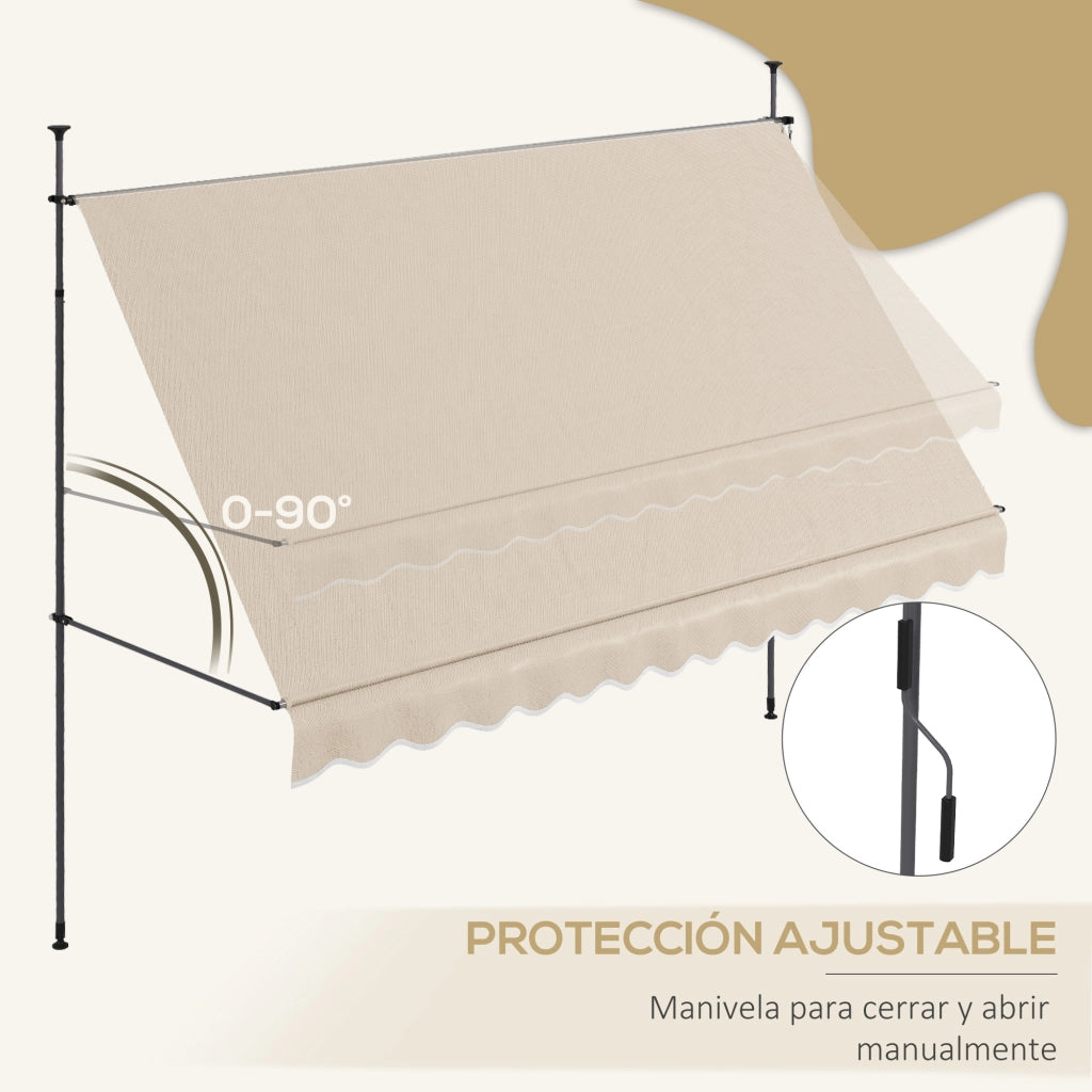 Toldo Manuale Retrattile con Manovella ¨C zephmum ¨C Grigio 350x120x210-300 cm