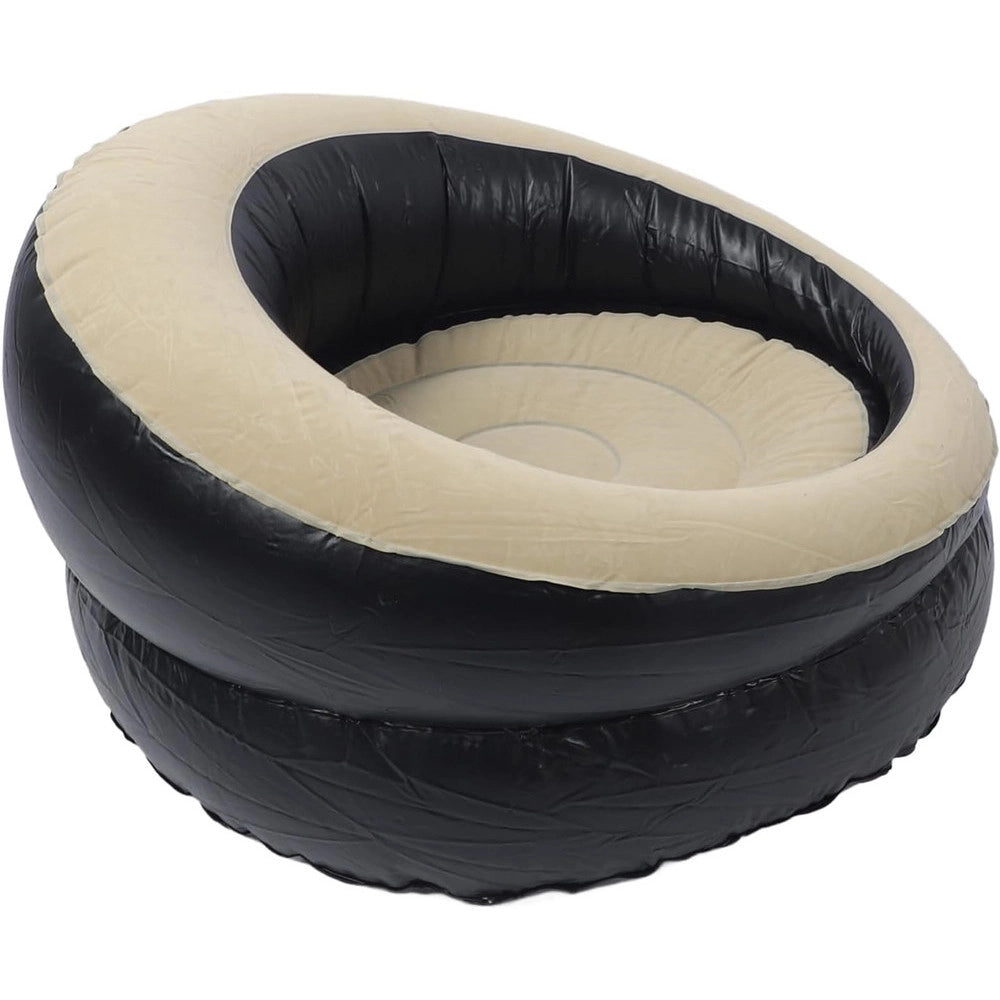 Trade Shop - Poltrona Gonfiabile Portatile Floccata Portante In Pvc Design Ergonomico Valvola Rapida -
