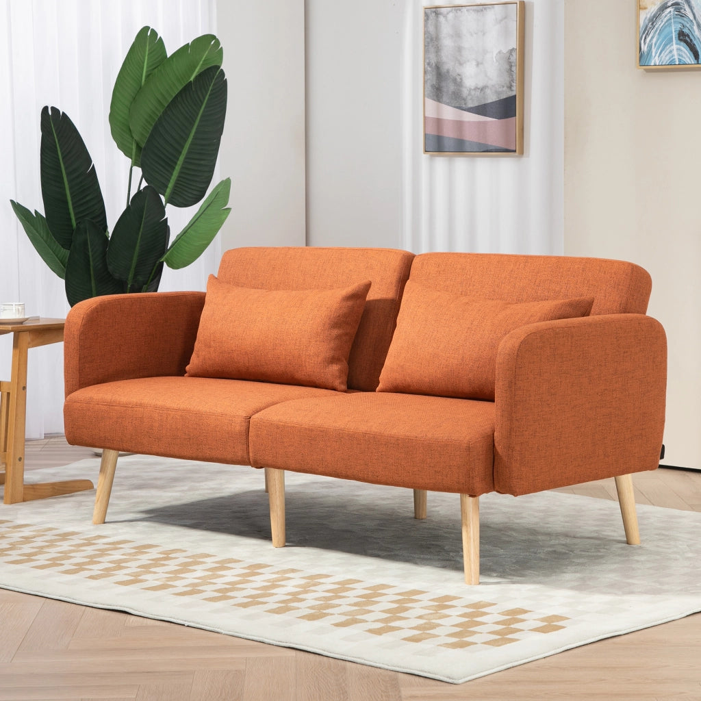 Divano letto 3 posti inclinabile ¨C zephmum ¨C tessuto effetto lino marrone