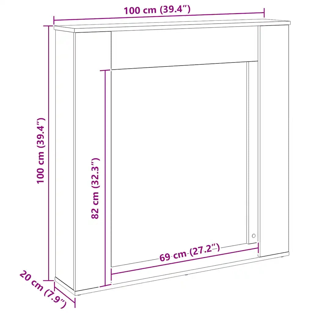 Cornice per Camino Rovere Artigianale 100x20x100 cm Truciolato 854579