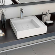 Lavandino-Lavabo-Lavello 50x50x12,3 cm Blocco in Marmo/Minerale Bianco