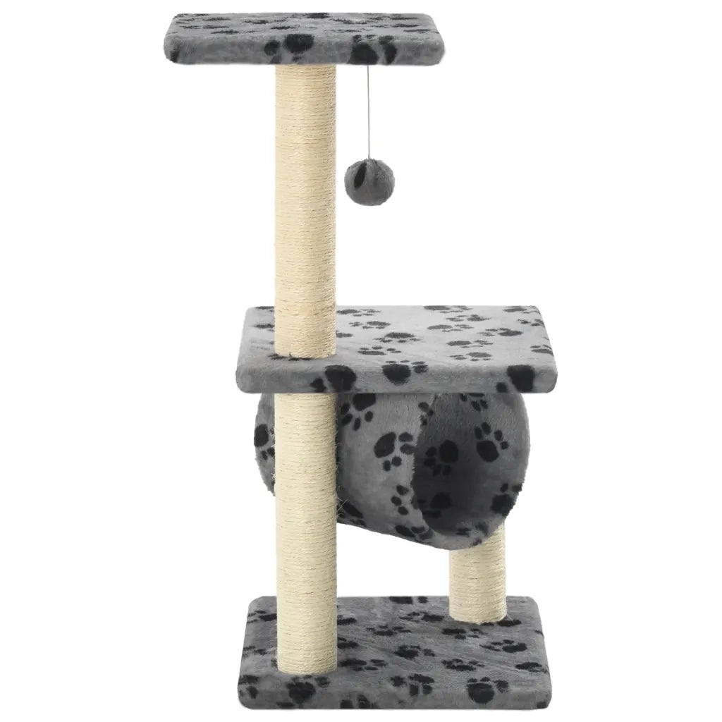 Albero per Gatti e Tiragraffi Sisal 65 cm Zampe Stampate Grigio 170547