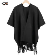 Sciarpa spessa double face in stile pittura a inchiostro per donna, mantello e sciarpa caldi in stile retr¨°.