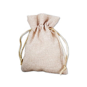 Trade Shop - 12 X Sacchetti Stoffa Porta Confetti Matrimonio Nascita Battesimo Bomboniera - Beige