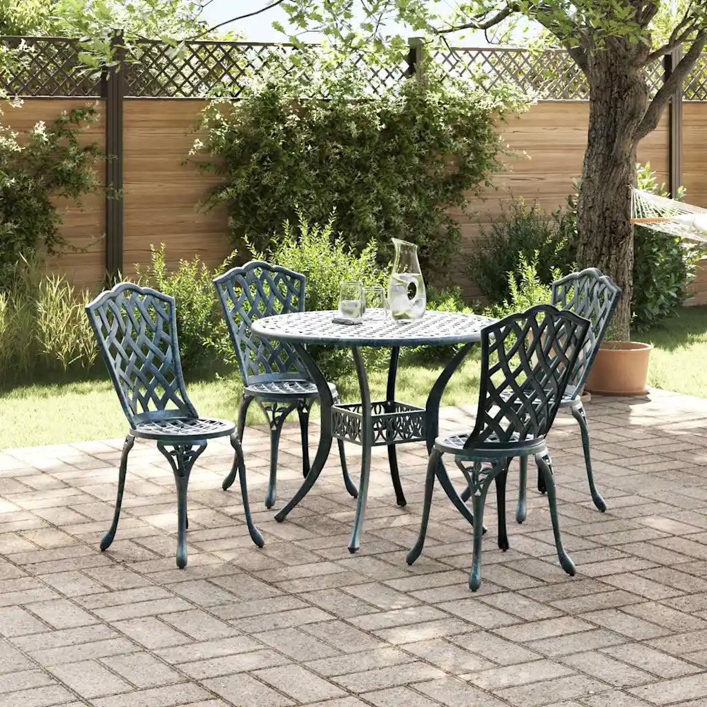 Set da Pranzo per Giardino 5 pcs Verde Alluminio