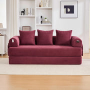 Divano modulare componibile con tasca laterale; 3 cuscini; 200x94x67 cm; rosso vino