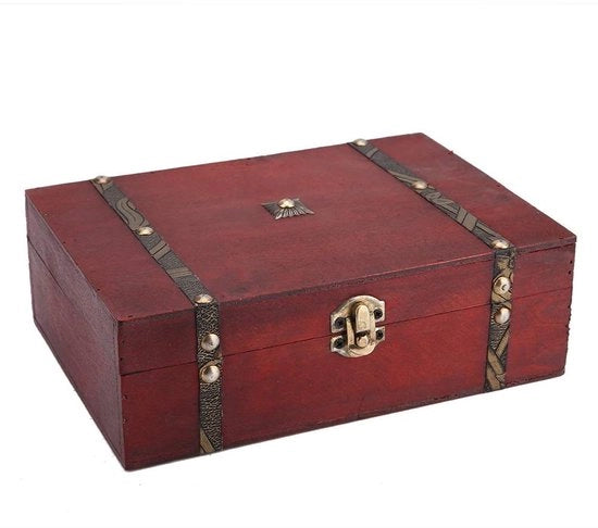 Cassetta Decorativa in Legno - Box Multifunzionale - Design Retro - Legno di Alta Qualità - 20,5 x 17,5 x 6,5 cm - Cassetta per Gioielli
