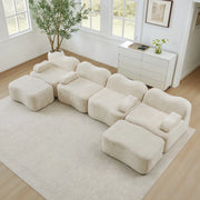 Divano U 4 Posti con 2 Ottoman, Modulare, Tessuto Morbido ¨C Xylo ¨C Beige