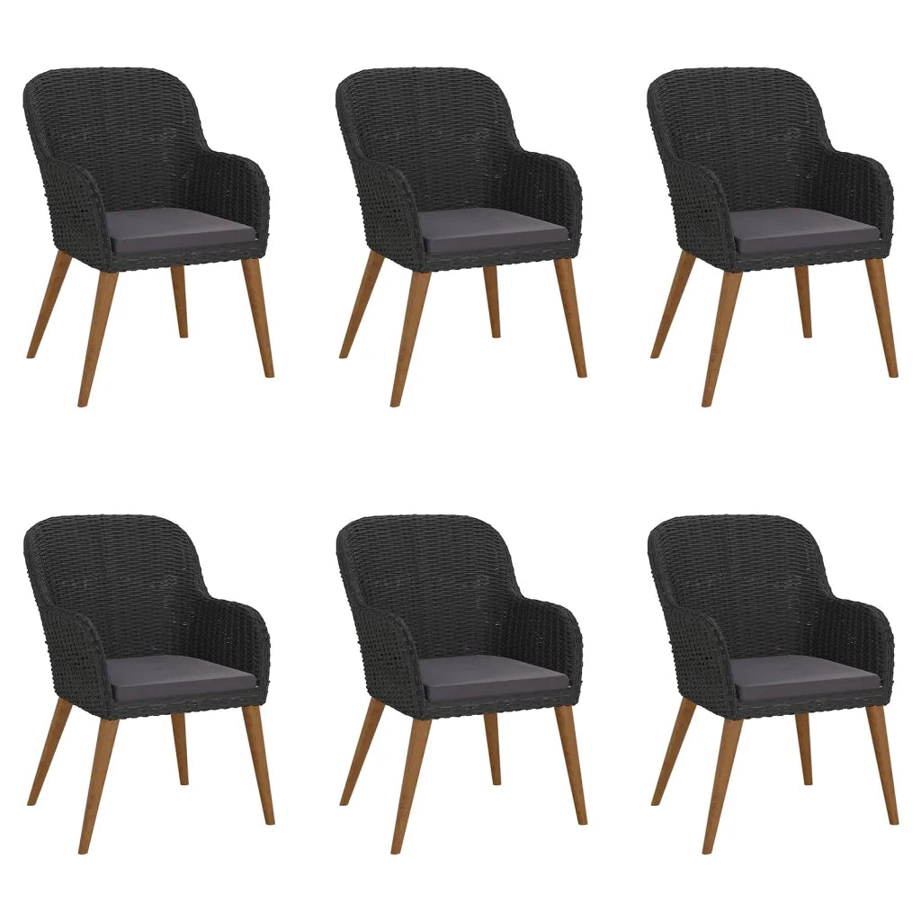 Set da Pranzo da Giardino 7 pz con Cuscini Nero 3156727