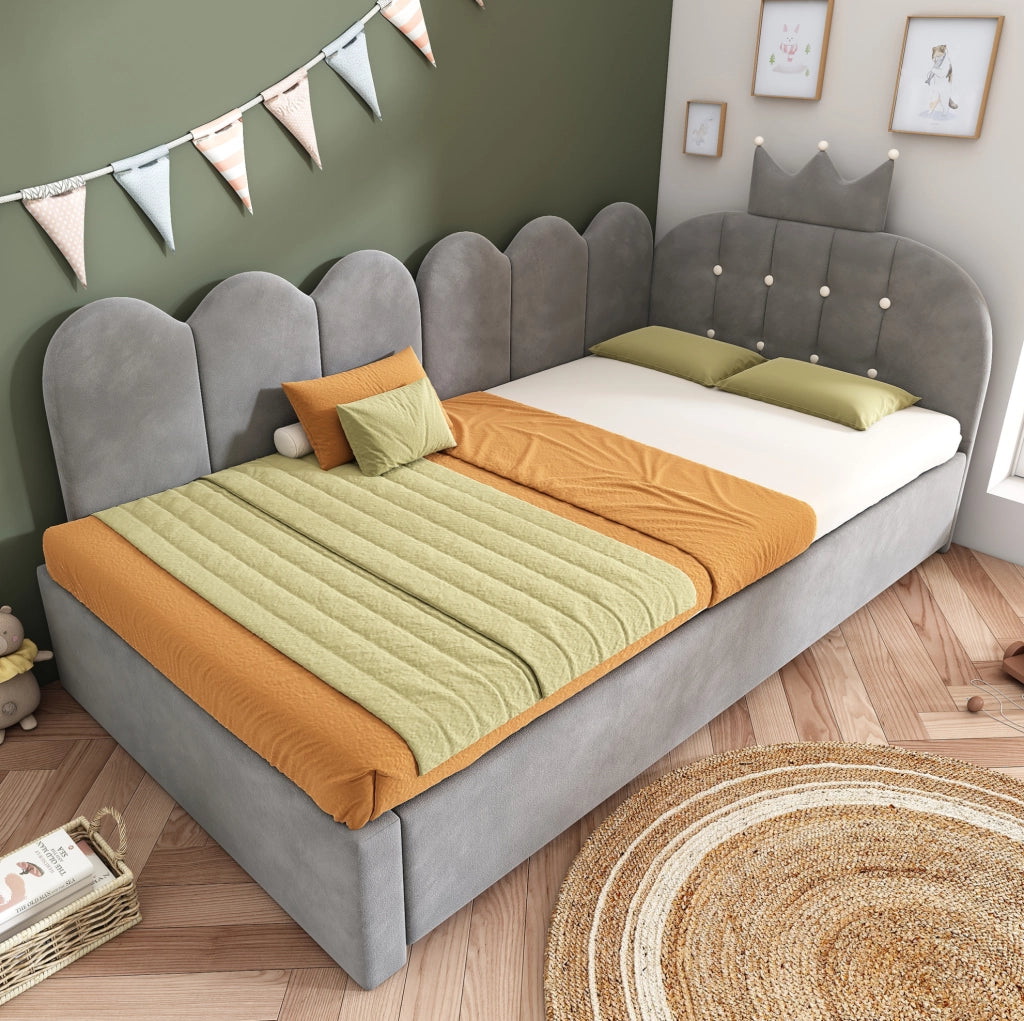 Letto divano 90x200 cm con letto estraibile 90x190 cm in velluto grigio