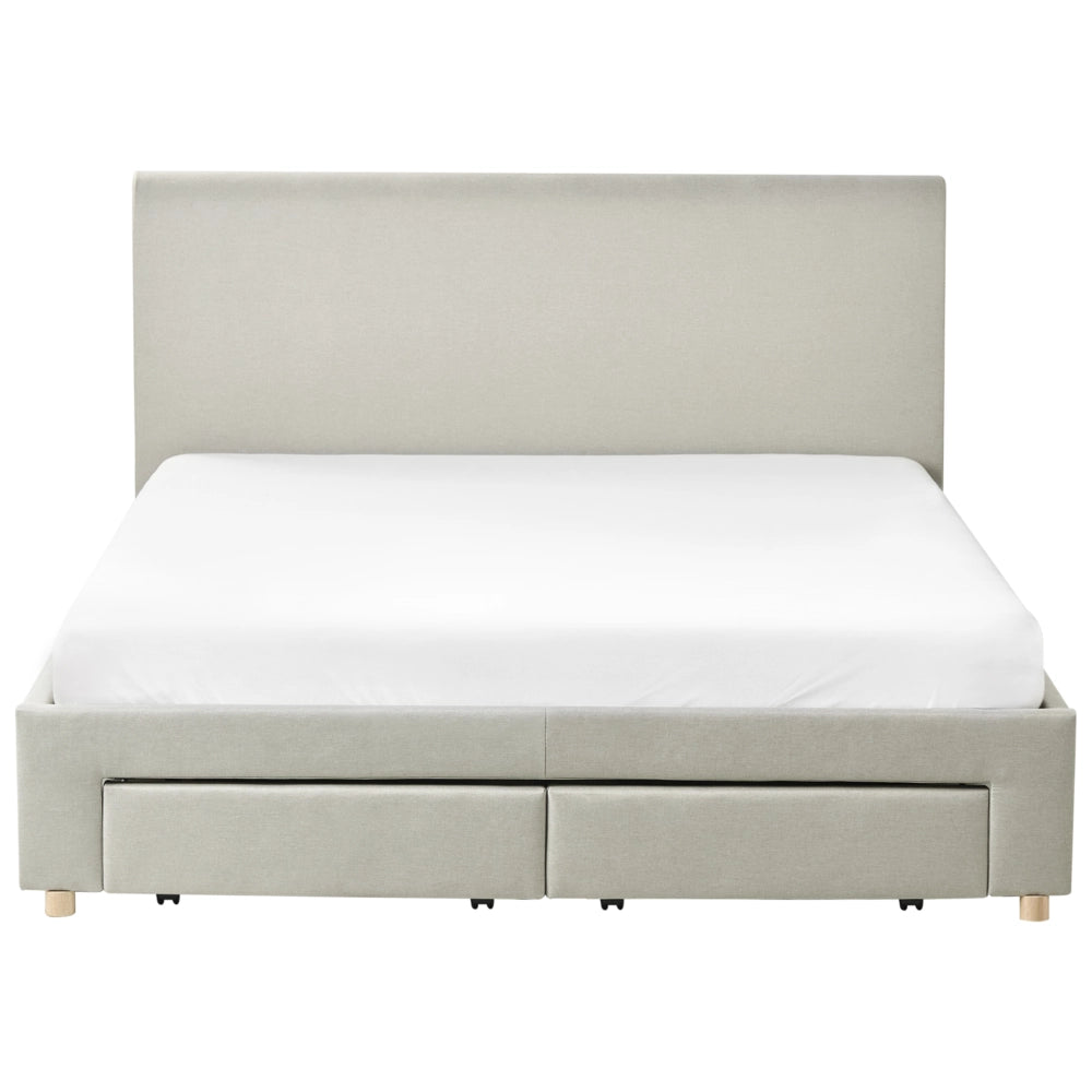 Letto con cassetti imbottito in tessuto 160 x 200 cm con rete a doghe design moderno scandinavo beige