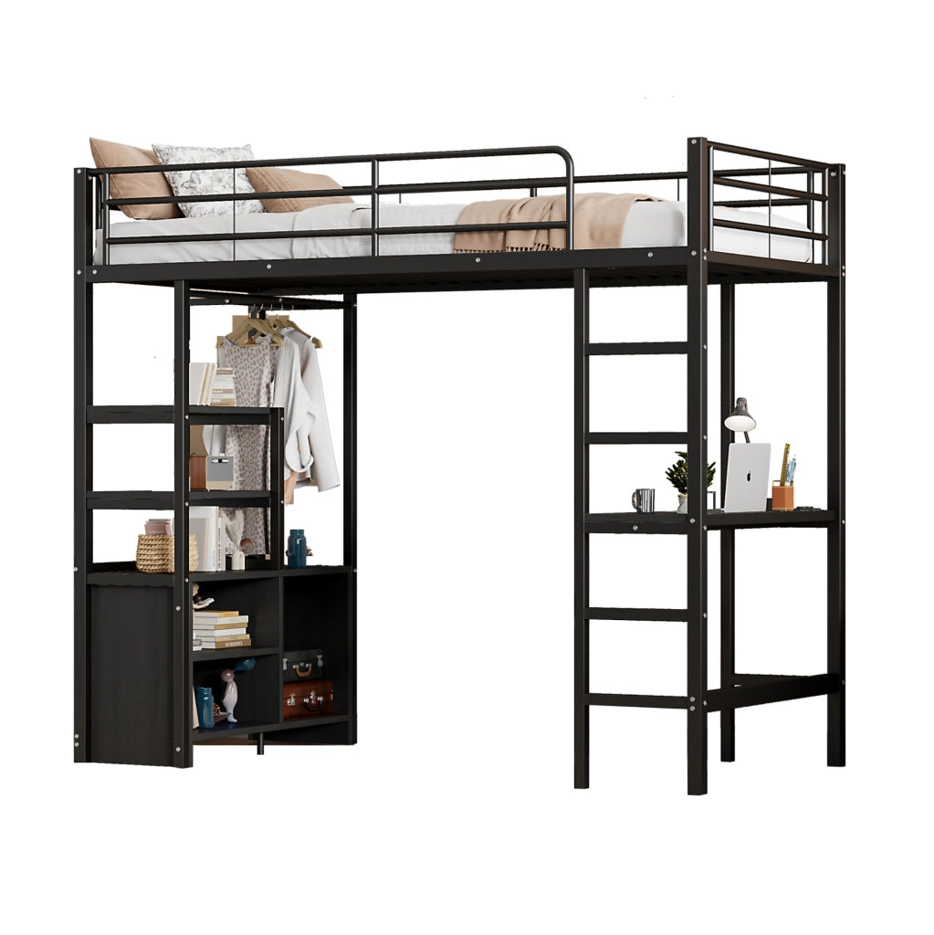 Letto a soppalco 90x200 cm con scrivania; presa e USB