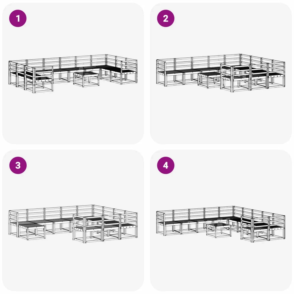 Set di divani da esterno 11 pcs Bianco Legno di Acacia Massello 3388308